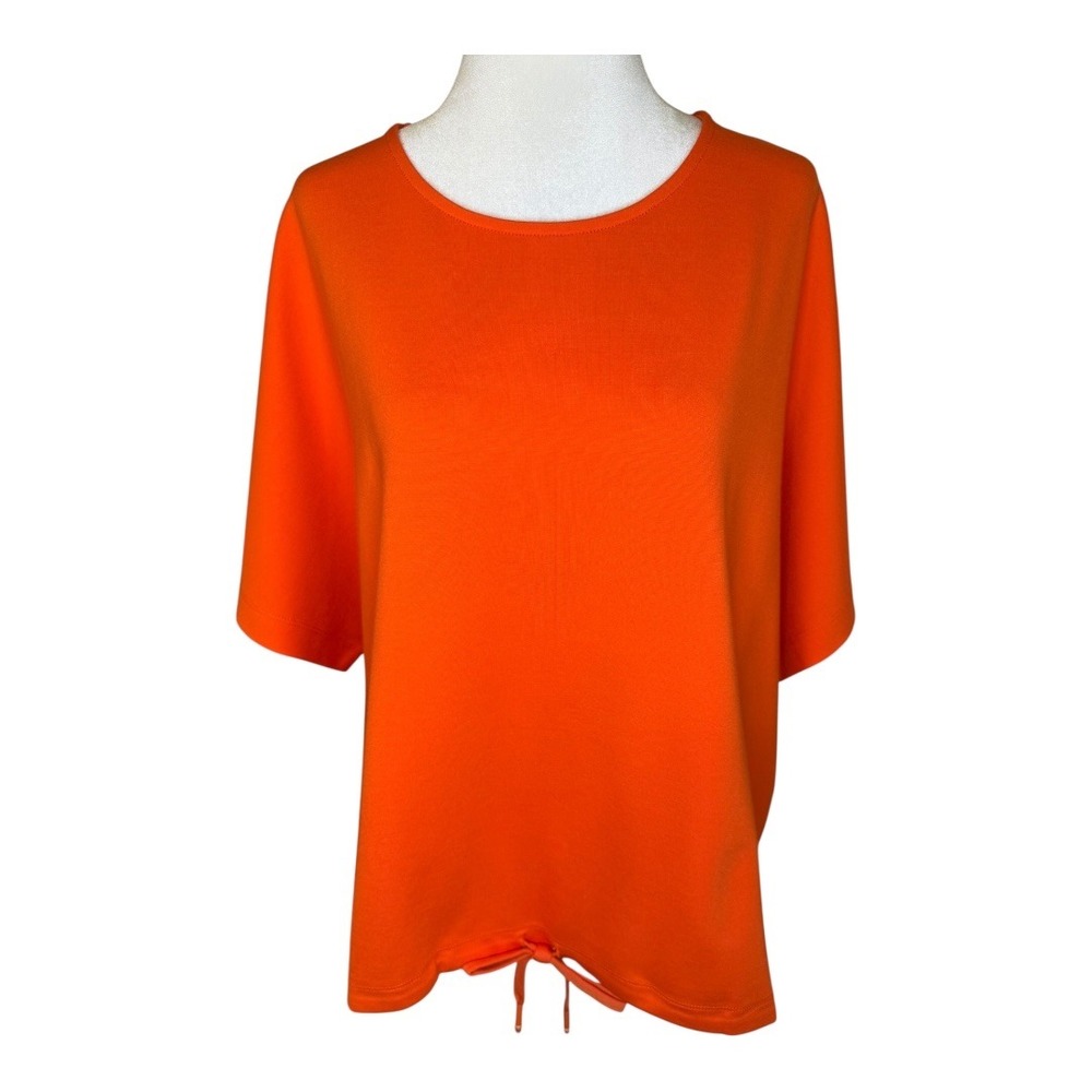 Betabrand XL Orange‎ Drawstring Hem Short Sleeve T-Shirt Top NWOT In Polybag